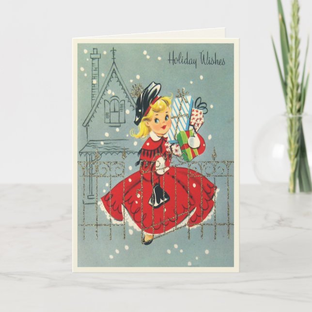 Carte de Noël douce de fille (Devant)