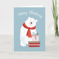 Carte de Noël douce ours polaire