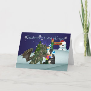 Carte de Noël Dragon & Penguin, Salutation de sais