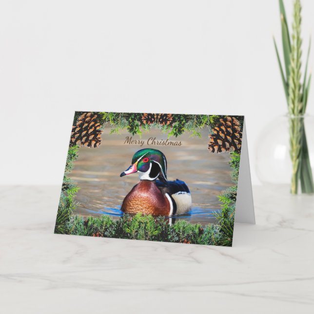Carte de Noël Drake Duck Wood (Devant)