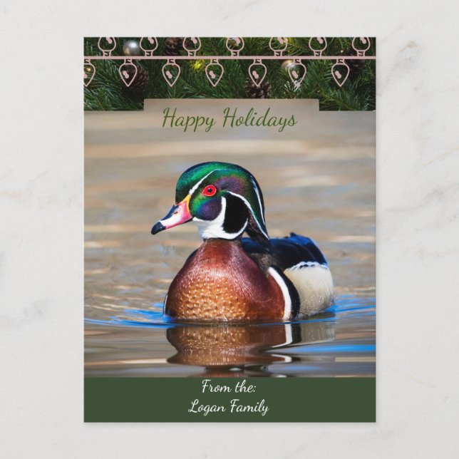 Carte de Noël Drake Duck Wood (Devant)