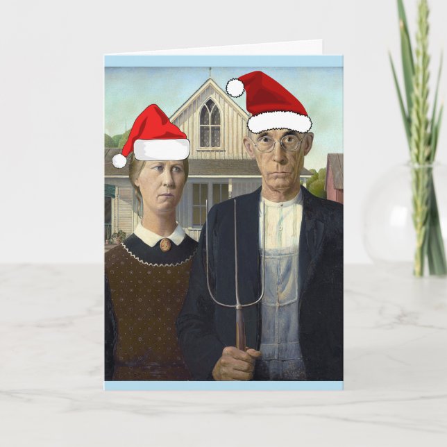 CARTE DE NOËL DRÔLE AMÉRICAINE GOTHIC (Devant)