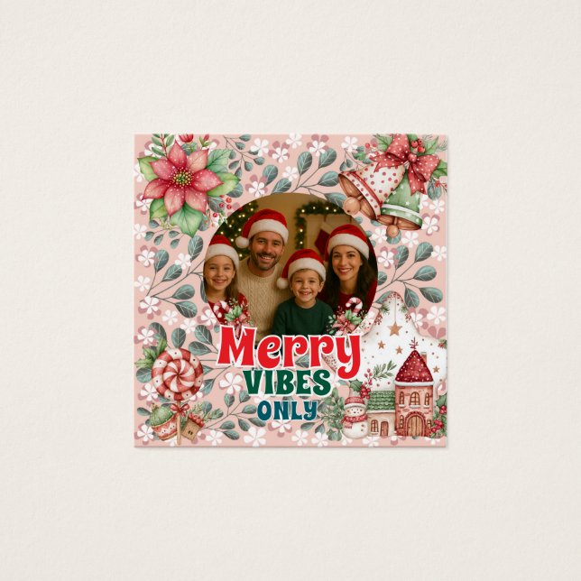 Carte de Noël drôle – Bonnes Vibrations Uniquement (Devant)