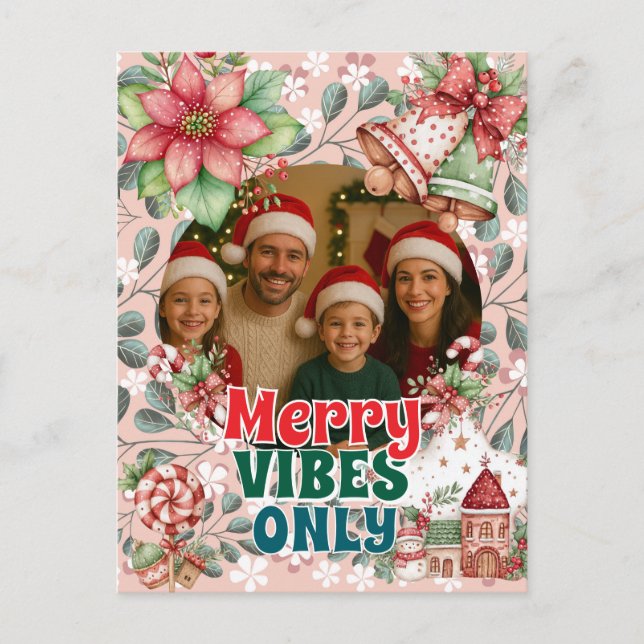 Carte de Noël drôle – Bonnes Vibrations Uniquement (Devant)