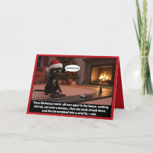 Carte de Noël drôle de chat