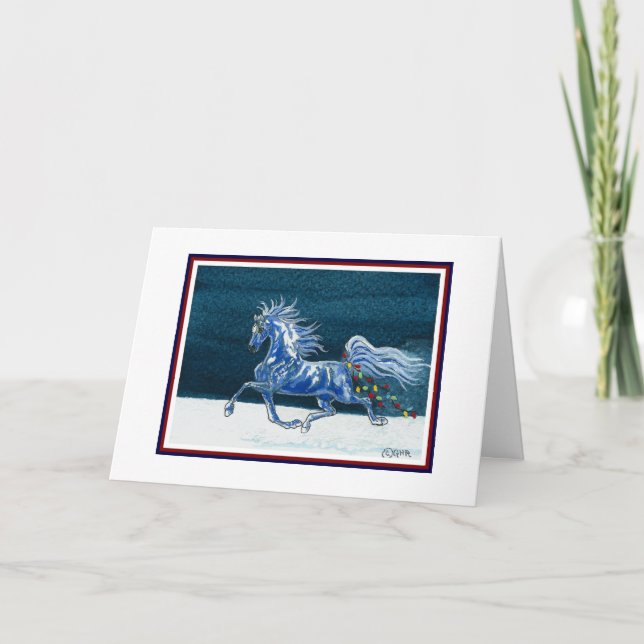 Carte de Noël drôle de cheval (Devant)