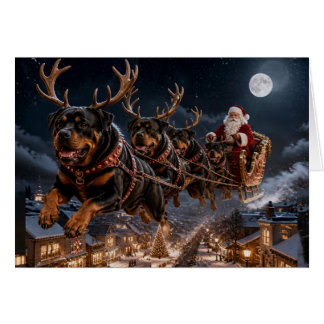 Carte de Noël drôle de chien Rottweiler
