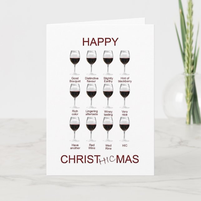 Carte de Noël drôle de dégustation de vin (Devant)