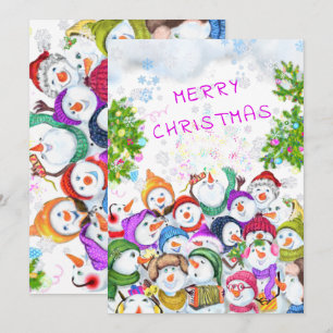 Carte de Noël drôle de fête de bonhomme de neige h