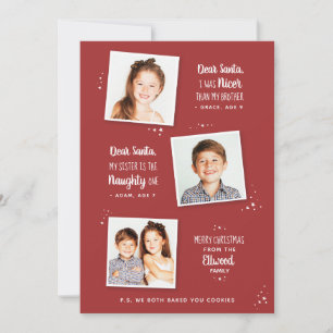 Carte de Noël drôle de fille ou de bon frère