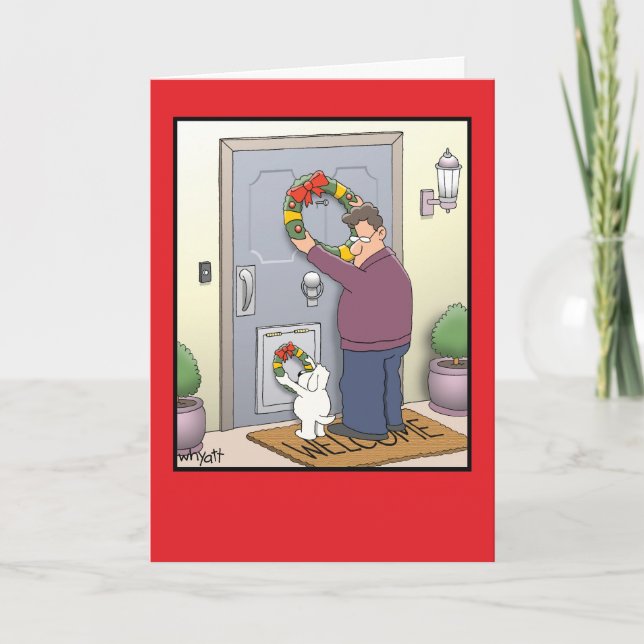Carte de Noël drôle de guirlande de chien (Devant)