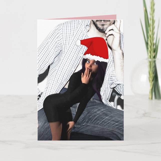 CARTE DE NOËL DRÔLE DE LUTIN COQUIN (Devant)