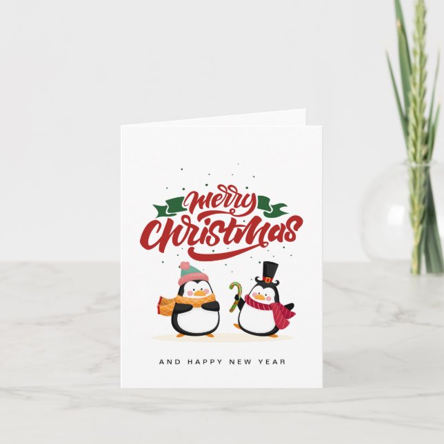 Carte de Noël drôle de pingouin, Joyeux Noël  (Devant)