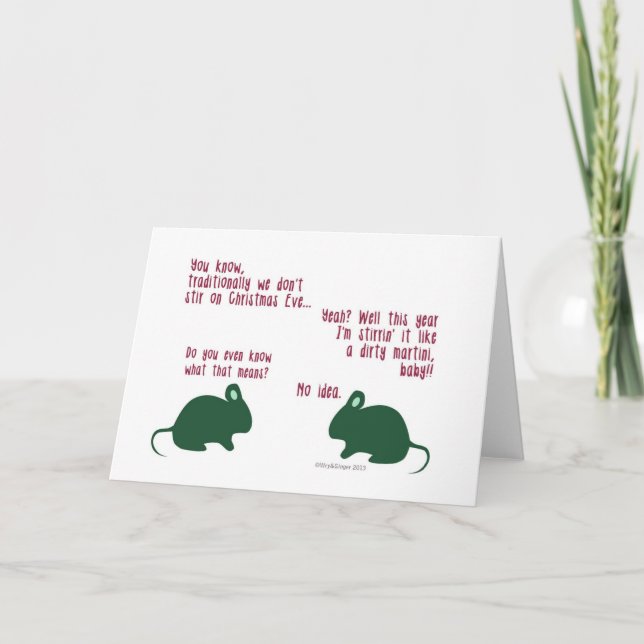 Carte de Noël drôle de souris (Devant)