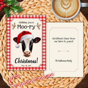 Carte de Noël drôle de vache Joyeux Noël