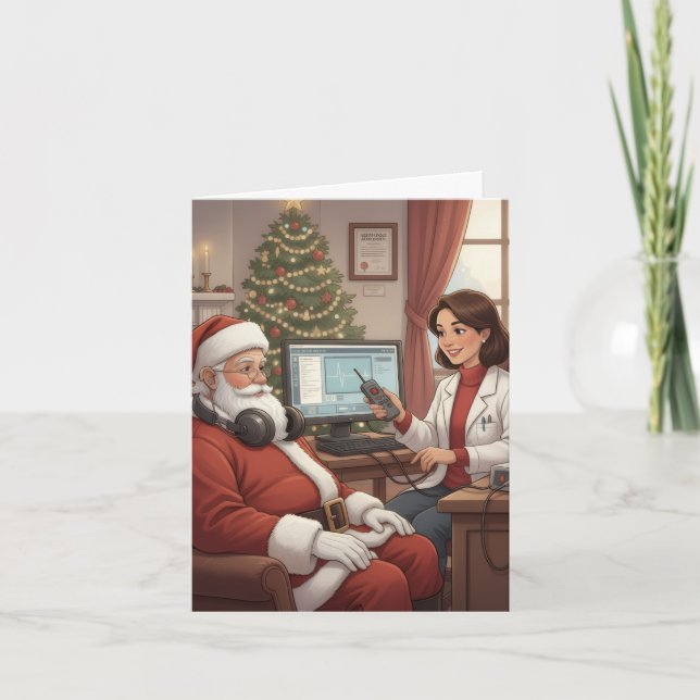 Carte de Noël drôle/mignonne pour les audiologiste (Devant)