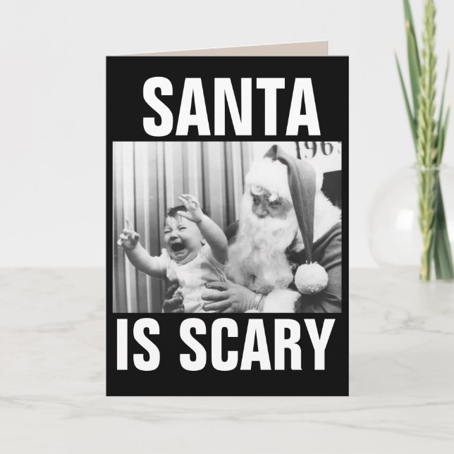CARTE DE NOËL DRÔLE PÈRE NOËL ET ENFANT EN PLEURS (Devant)