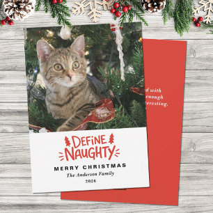 Carte de Noël drôle rouge avec photo d'animal de c