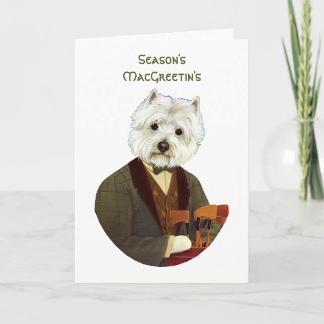 Carte de Noël drôle westie (Devant)