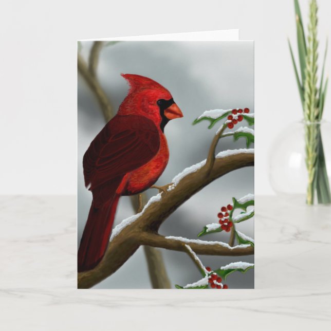 Carte de Noël du cardinal rouge (Devant)