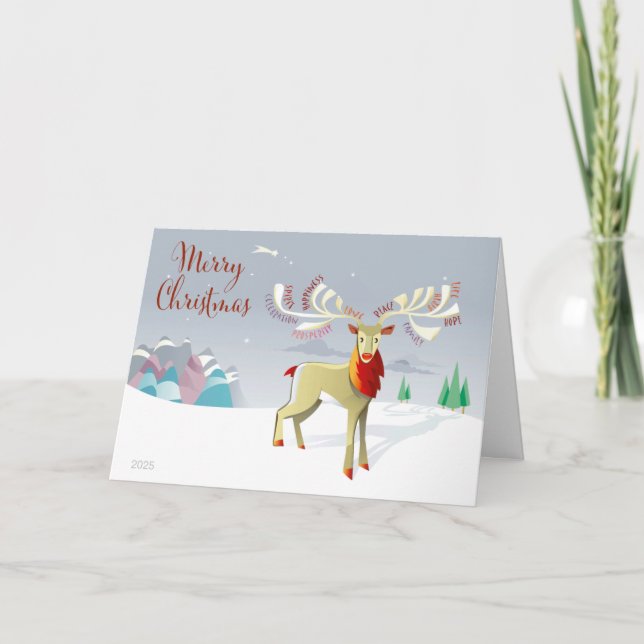 Carte de Noël du Cerf de Fête avec message (Devant)