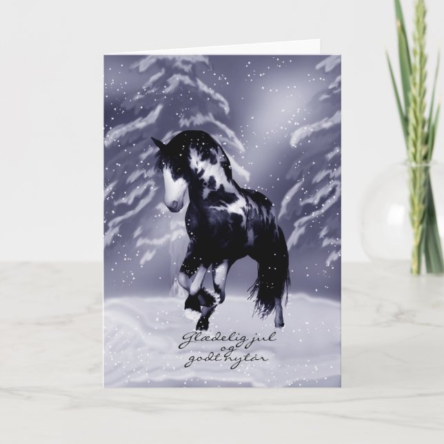 Carte de Noël du cheval danois - Peinture numériqu (Devant)