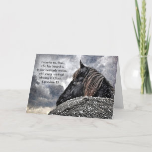 Carte de Noël du cheval friésien
