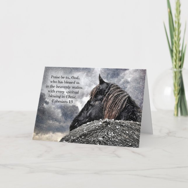 Carte de Noël du cheval friésien (Devant)