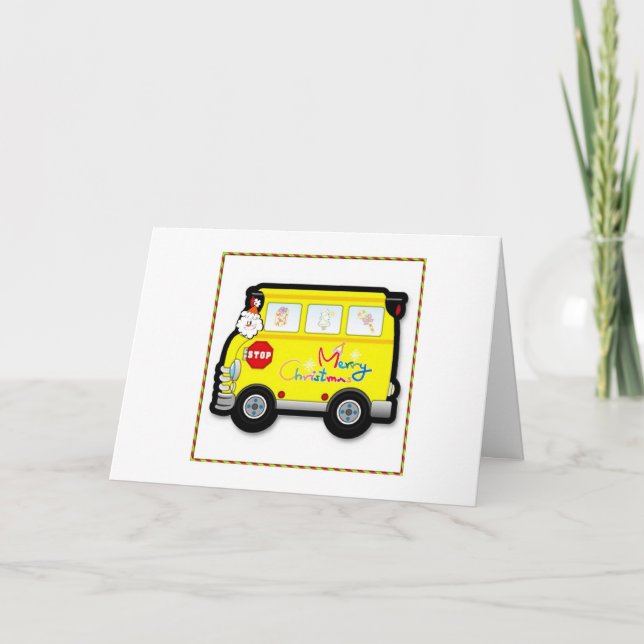 Carte de Noël du conducteur d'autobus scolaire (Devant)