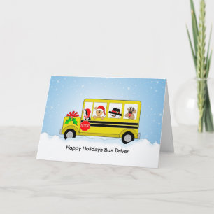 Carte de Noël du conducteur de bus scolaire, Joyeu
