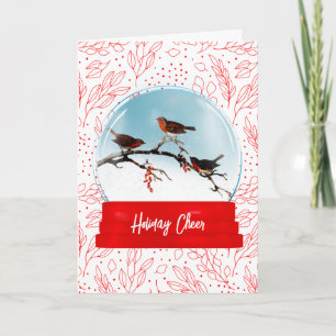 Carte de Noël du Globe des neiges des oiseaux et d
