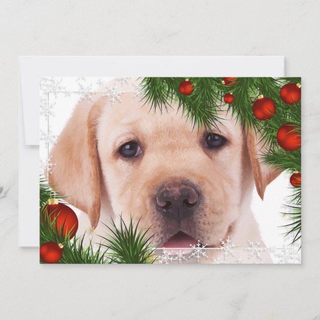 Carte de Noël du Laboratoire Jaune - Chien adorabl (Devant)