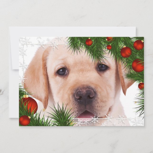 Carte de Noël du Laboratoire Jaune - Chien adorabl (Devant)