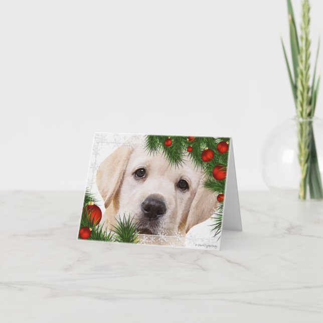 Carte de Noël du Labrador jaune (Devant)