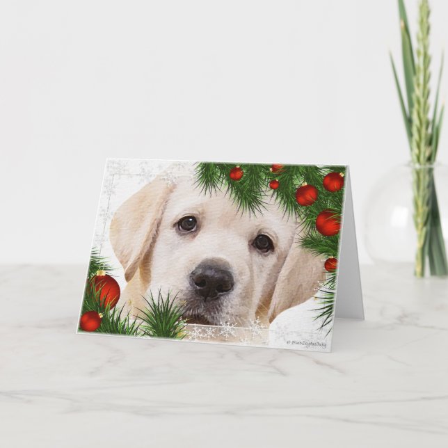 Carte de Noël du Labrador jaune (Devant)