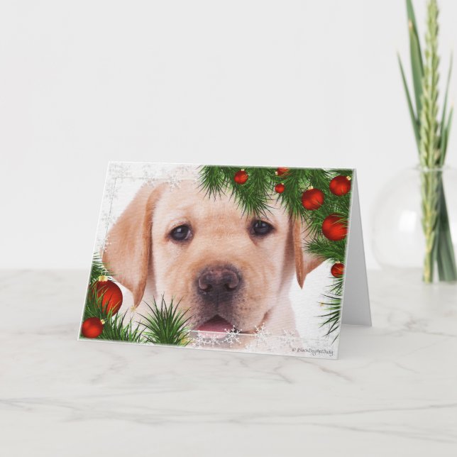 Carte de Noël du Labrador jaune (Devant)