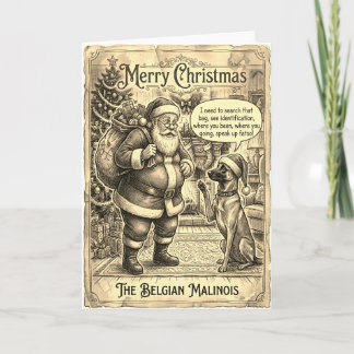 Carte de Noël du Malinois Belge Interrogeant Santa