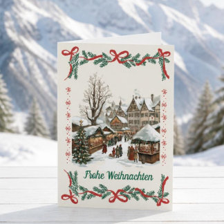 Carte de Noël du marché de Noël allemand vintage