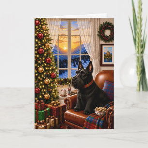 Carte de Noël du matin de Noël,Terrier Écossais