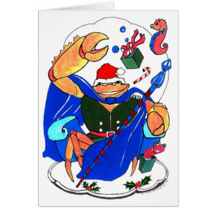 Carte de Noël du mignon crabe royal Alaska Wildlif