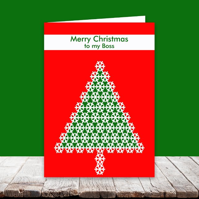 Carte de Noël du patron — Arbre de Noël en rouge (Créateur téléchargé)