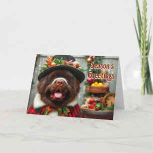 Carte de Noël du père chien de Terre-Neuve