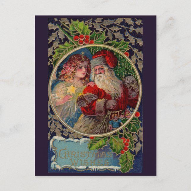 Carte de Noël du Père Noël 1912 et de l'ange étoil (Devant)