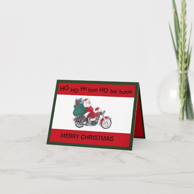 Carte de Noël du Père Noël à moto (Devant)