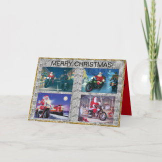 Carte de Noël du Père Noël à moto