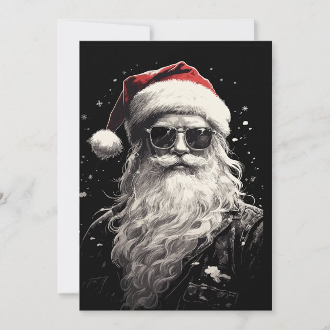 Carte de Noël du Père Noël cool (Devant)