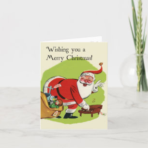 Carte de Noël du Père Noël de style rétro
