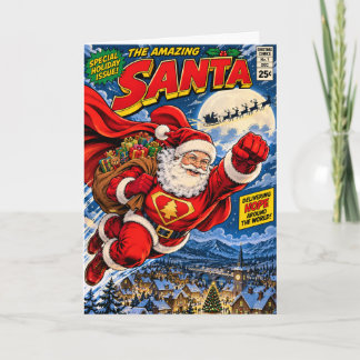 Carte de Noël du Père Noël Super-héros | Bande des