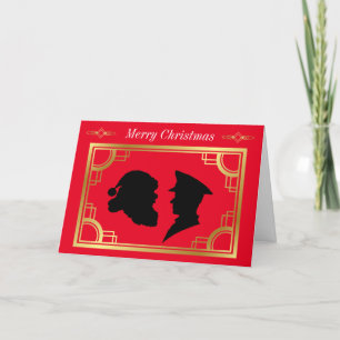Carte de Noël du policier Père Noël Silhouettes