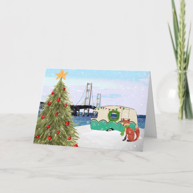 Carte de Noël du pont Mackinac (Devant)